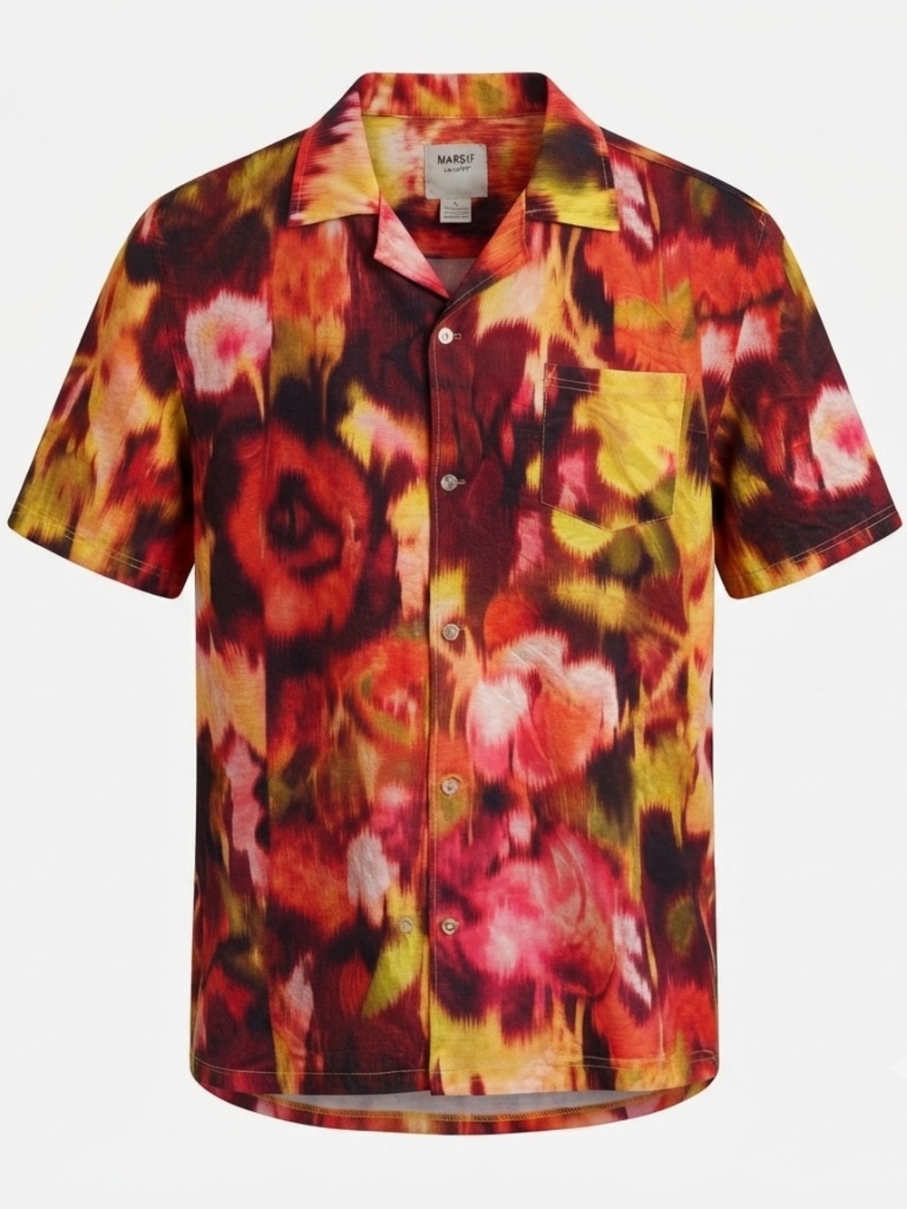 Massive Luxury Crinkle Floral Button Up Shirt Men’s Large NWT Short Sleeve